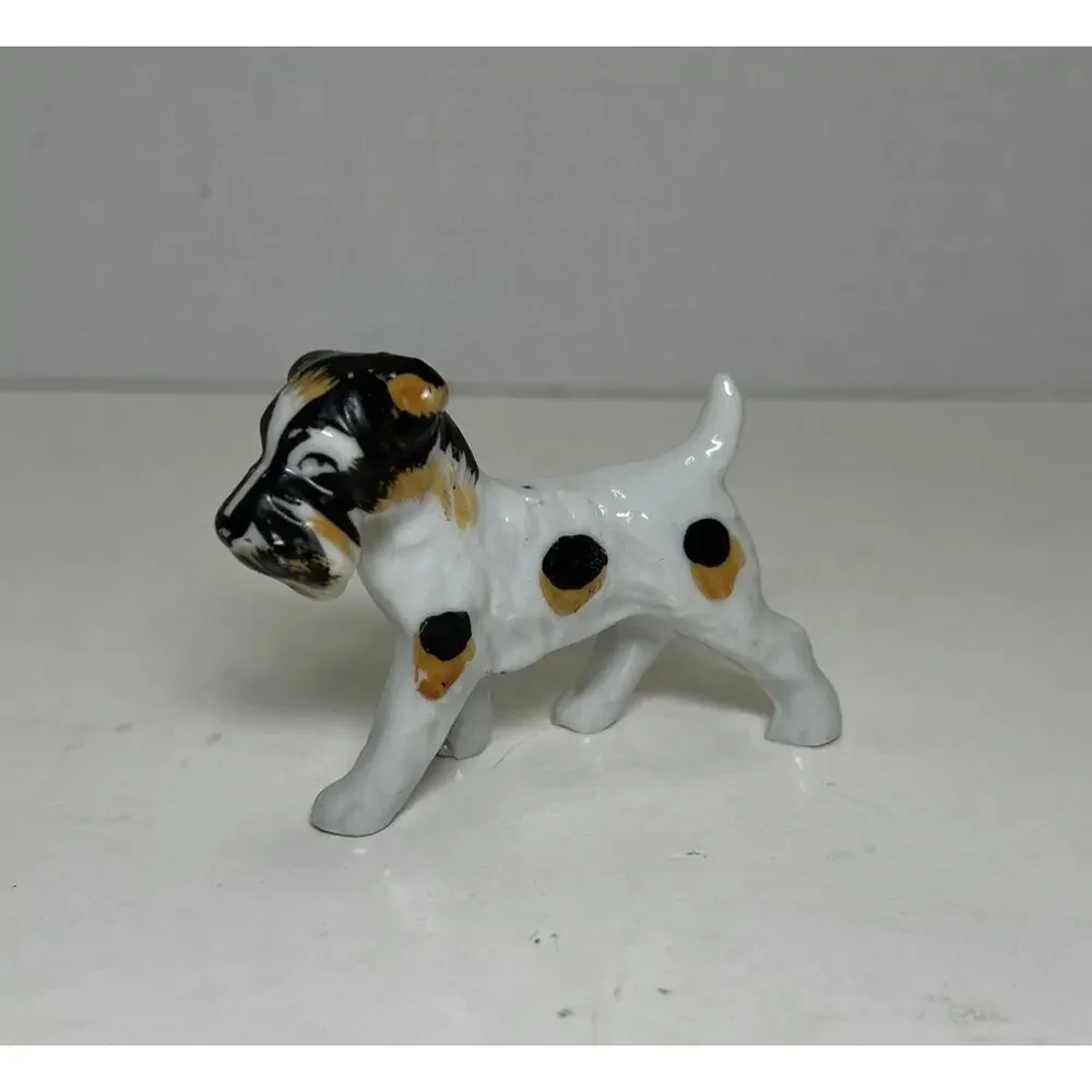 Vtg Black & White Terrier Dog Porcelain 3